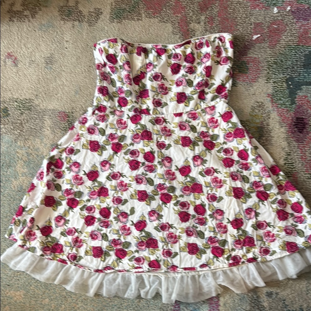 Floral Backless Dress - Pink and White